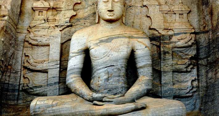 Buddha of gal-vihara sri lanka in deep mindfulness concentration of the jhanas