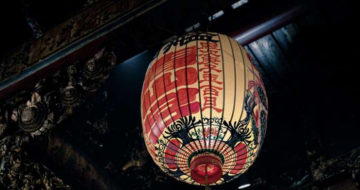 lantern in a taoist temple scaled
